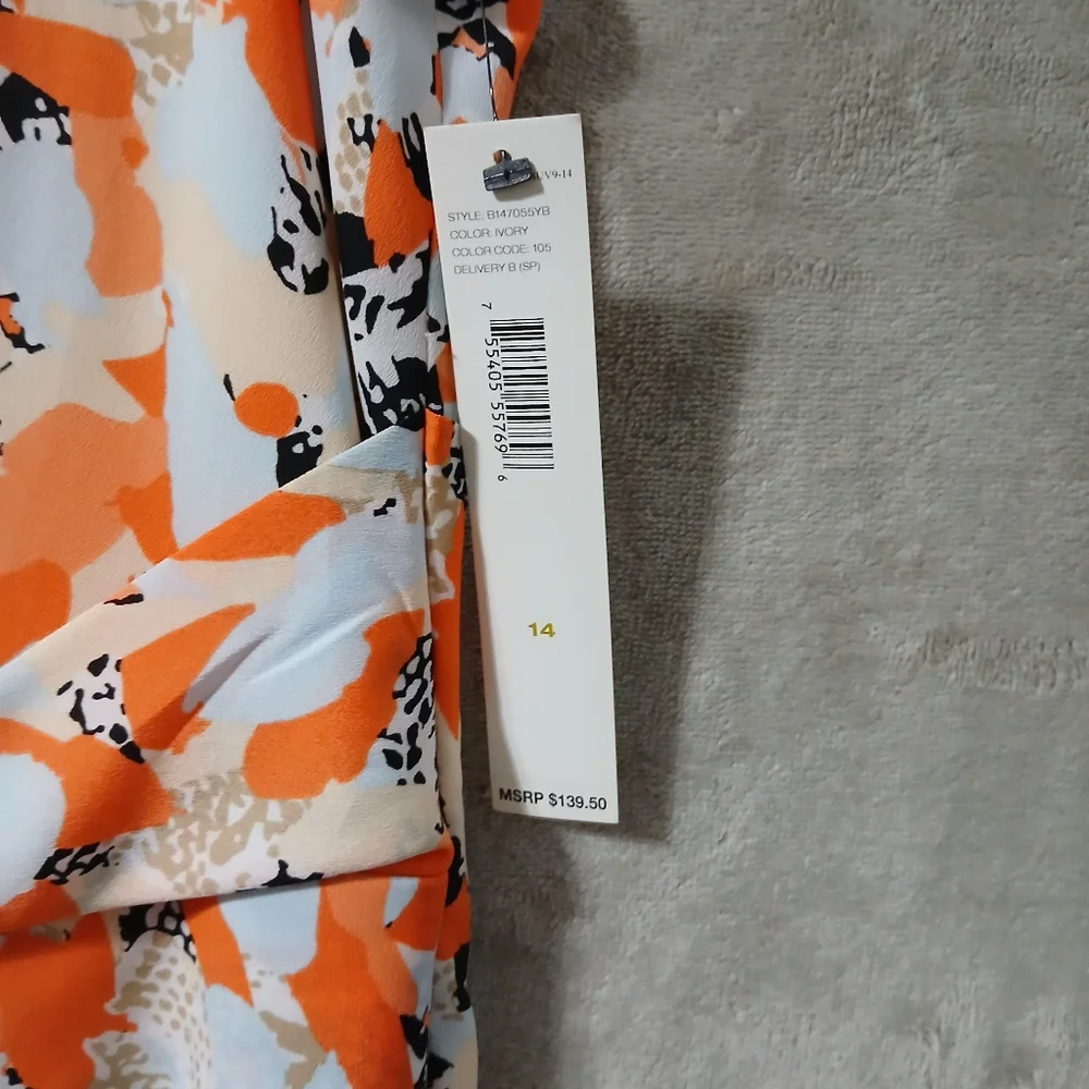 DKNYC Orange and Black Patterned Midi Dress Size 14 - Picture 16 of 16